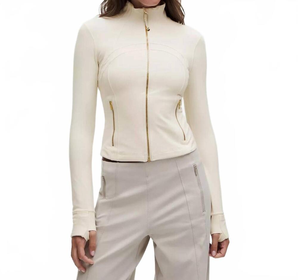 NEW LULULEMON define cropped jacket in ivory/gold